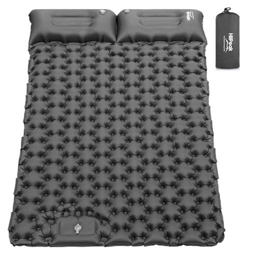 HiiPeak Double Sleeping Pad - Self Inflating 3" Extra-Thick for 2 Person with Pillow Built-in Foot Pump Inflatable Sleeping Mat for Backpacking, Hiking, Traveling, Tent, Portable Camping Mat (Gray)