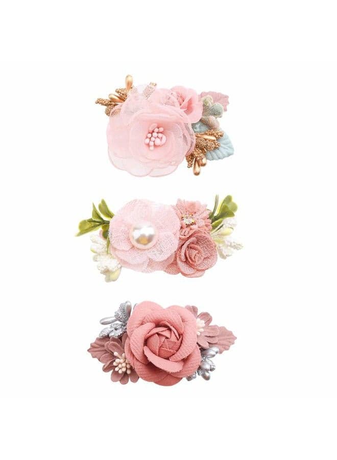 Flower Hair Clips Set-cherrboll 3pcs Floral Hair Bow Accessories for Baby Girl Toddles Teen Gifts