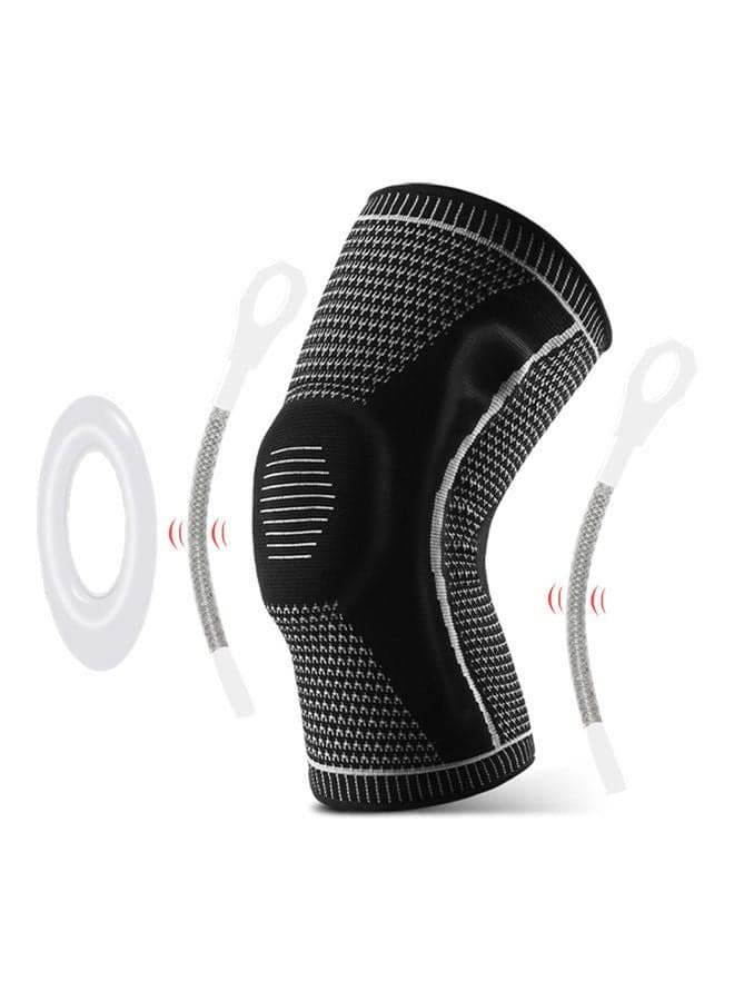 1pcs Knee Support Men Women Knee Brace with Side Stabilizers Silicone Pad Sports Knee Sleeves for Weightlifting Powerlifting Running M 33*2*20cm