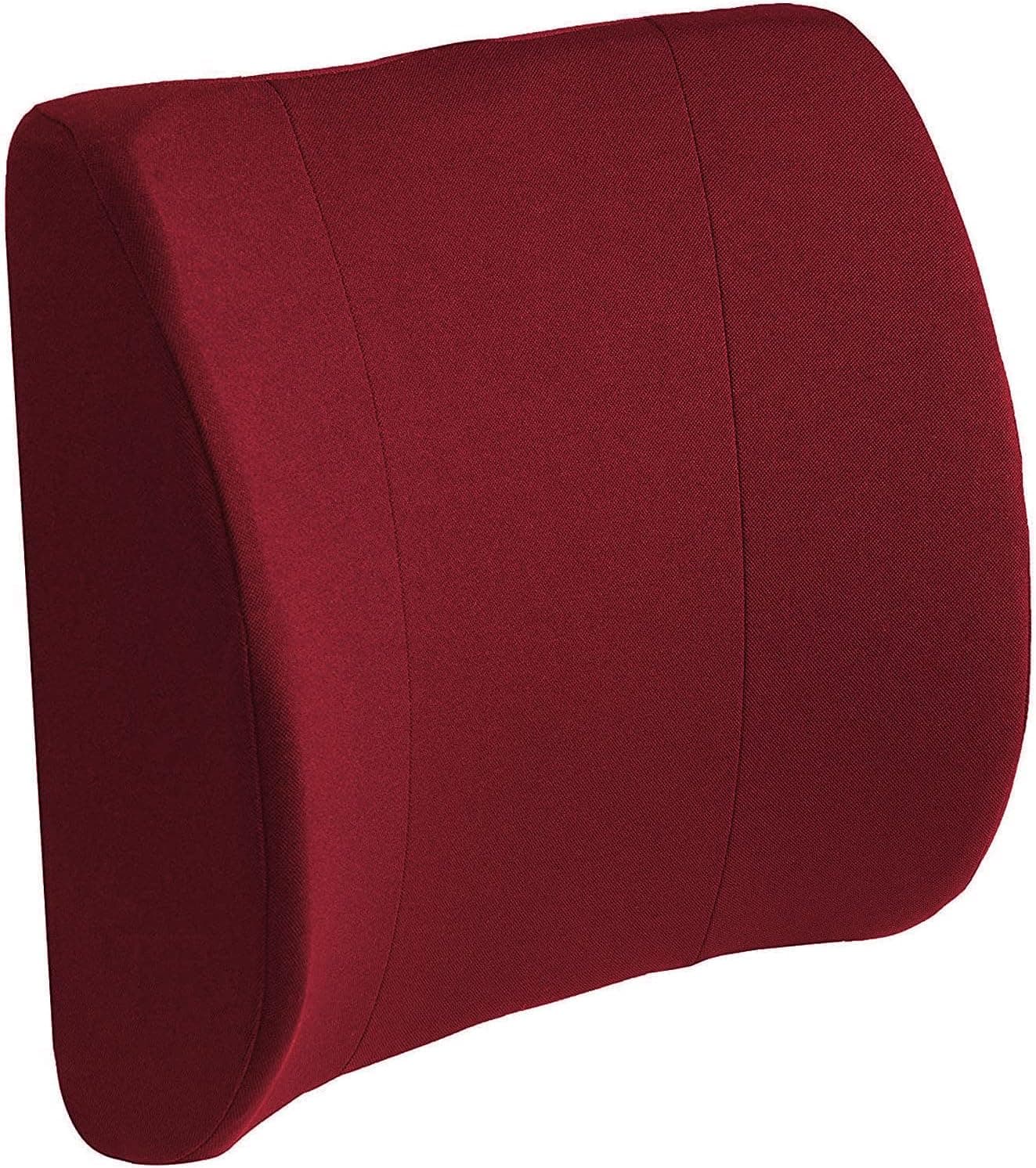 DMI Lumbar Support Pillow for Chair to Assist with Back Support with Removable Washable Cover to Ease Lower Back Pain while Improving Posture 14 x 13 x 5 Contoured Foam PremiumBurgundy