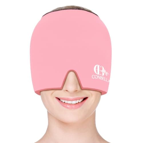 Migraine Relief Cap Soothing Headache Ice Face Mask Products Hot and Cold Therapy Migraine Headache Relief Cap for Migraine Sinus Puffy Eyes Tension Stress and HangoverPink