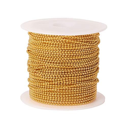DanLingJewelry 32 Feet Brass Pull Chain Extension Ball Bead Chain Spool Chain for Jewelry Making 12mm Golden