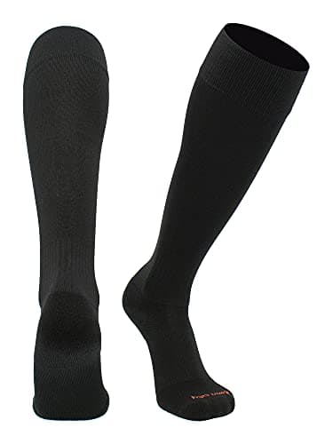TCK Black Soccer Socks Youth Boys Girls Womens Mens Performance Sport Sock Knee High Soccer Socks Kids Finale (Black, Medium)
