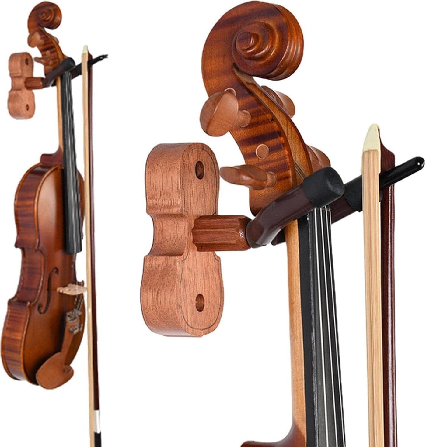 KalamkariX Violin Stand, Mahogany Wood Violin Hook with Hard Case, Adjustable Height for Musicians, Portable Foldable Design for Outdoor Use, Violin Accessories, Violin Musical Instrument Stander