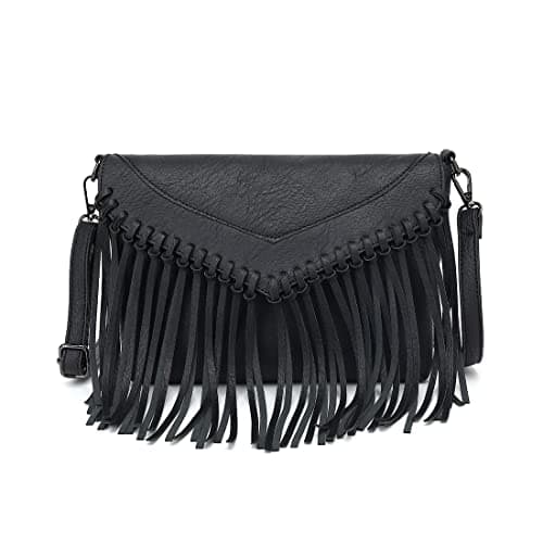 Fringe Crossbody Purse for Women, Vintage Leather Western Boho Purse, Tassel Small Handbag Shoulder Bag
