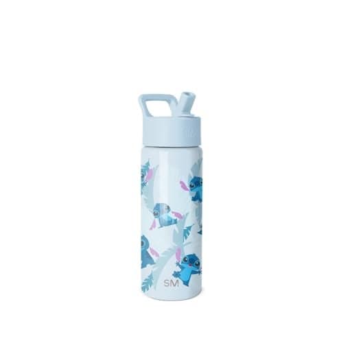 Simple Modern Disney Stitch Kids Water Bottle with Straw Lid 18oz Insulated Stainless Steel Kids Tumbler Spill Proof Toddler Cup for School Girls Boys Summit Tropical Stitch