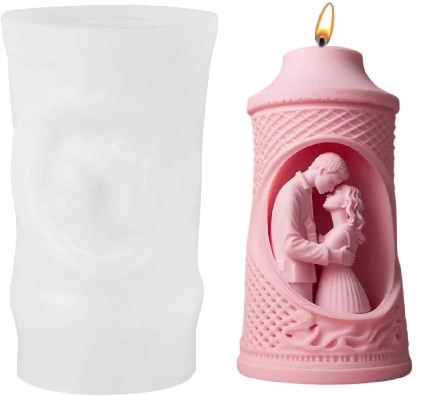 Shoppeecity 3D Love Couple Silicone Candle Mold Couple Column Candle Mould Couple Bride and Groom Statue Roman Column Pillar Lovers Embrace Resin Mold Wedding Couple Mold For DIY Handmade Chocolate Dessert Soap Cake Resin Art Craft Making Valentines Day B