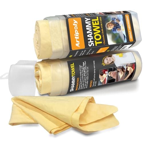 ARTIPOLY Premium Shammy Cloth for Car Drying 2pk (26”x17”)-Super Absorbent Chamois Towel for Car-Reusable Shammy Towel for Car, Bathroom,Pets, Dust Remove, No Spots/Streak/Scratch