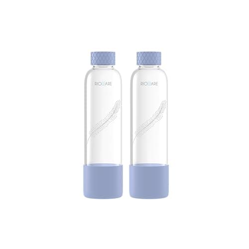 Rioware® Purifa Pro Borosilicate Glass Water Bottle With Silicon Sleeve (750Ml) | Airtight Lid | Leak Proof | Silicon Cap | Fridge Water Bottles For Home, Office & Gym -Pack Of 02(Blue)