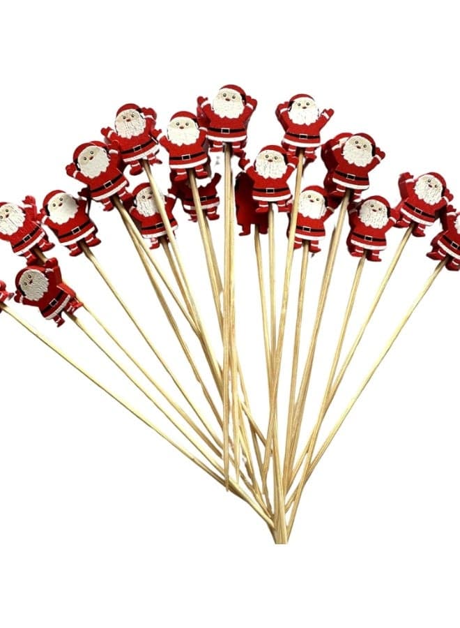 100 pcs Christmas Cocktail Picks, Bamboo Sticks- Santa Claus Fruit Picks Christmas Party, Christmas Bamboo Cocktail Picks, Xmas Party Picks, Cocktail Picks, Holiday toothpicks