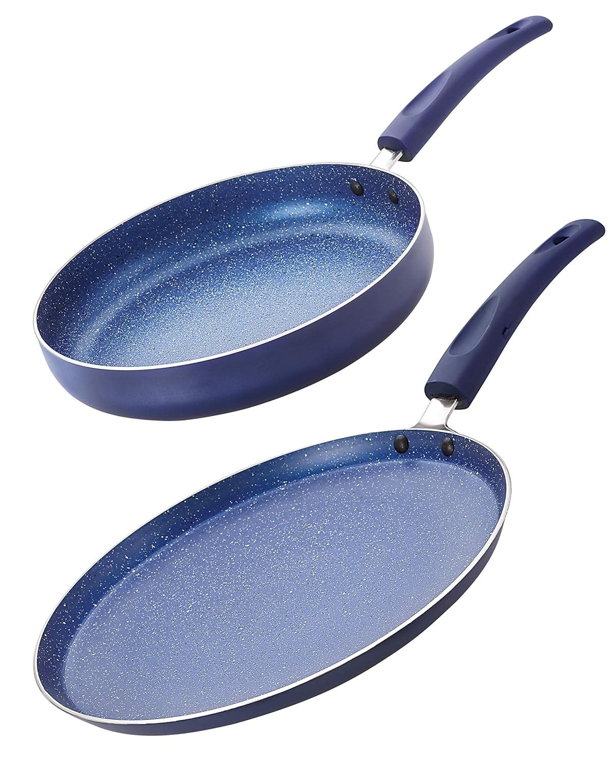 Nirlon Bling Induction Base Non Stick Aluminium 2 Piece Pots and Pan Set {1 Flat Dosa Tawa 260mm|1 Fry Pan 240mm - 1.5 Liter}