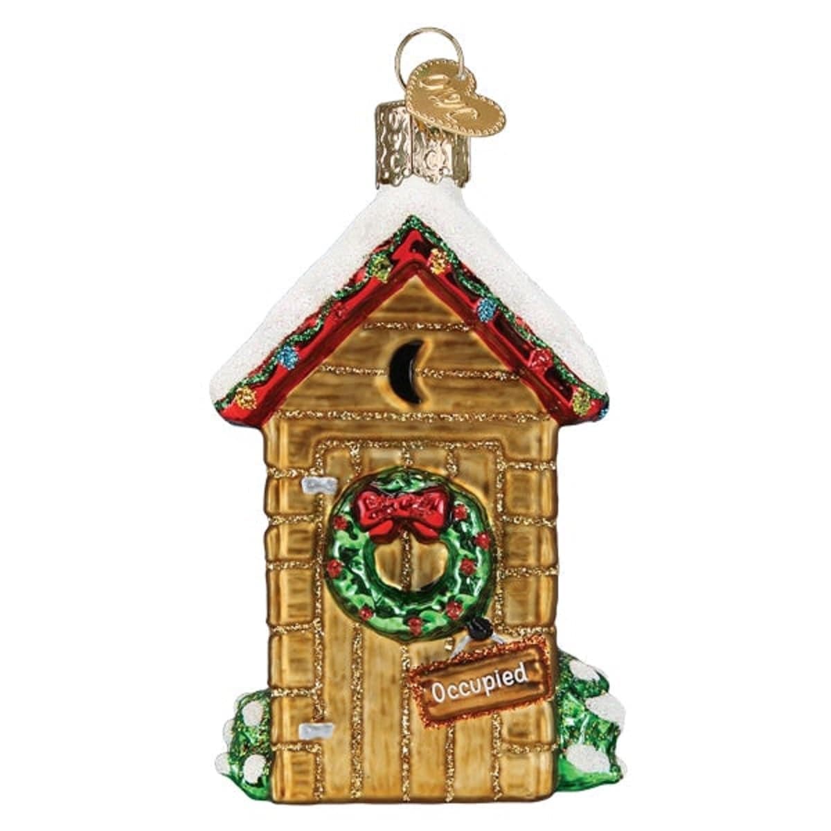 Old World Christmas Holiday Outhouse Glass Blown Ornament for Christmas Tree
