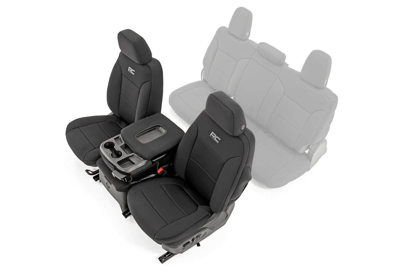 Rough Country Neoprene Front Seat Covers for Chevy Silverado & GMC Sierra 1500 (2019-2025) w/Rear Cup Holder - Waterproof & UV Resistant, Foam Padded, Front Seat Cover Set