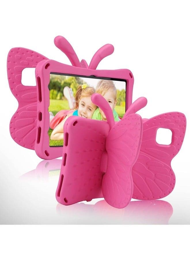 Hot Pink Kids Case for iPad 10th Gen (10.9" 2022) – Butterfly Design with Kickstand and Rugged Shockproof EVA Protection