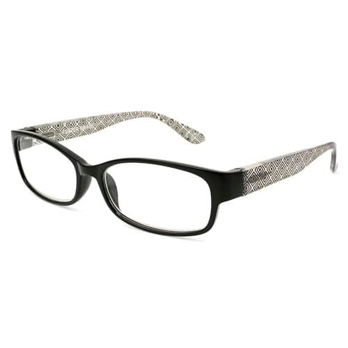 Foster Grant Women's Kyra Rectangular Reading Glasses, Black/Transparent, 59 mm