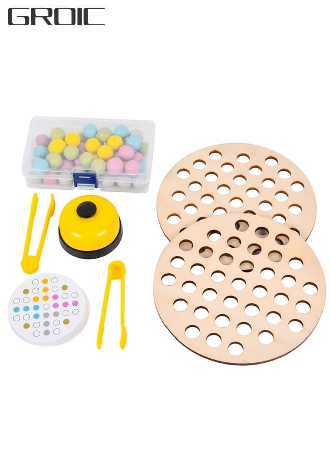 Wooden Peg Board Clip Beads Game Puzzle Color Sorting Stacking Art Counting Educational Toys for Toddlers.