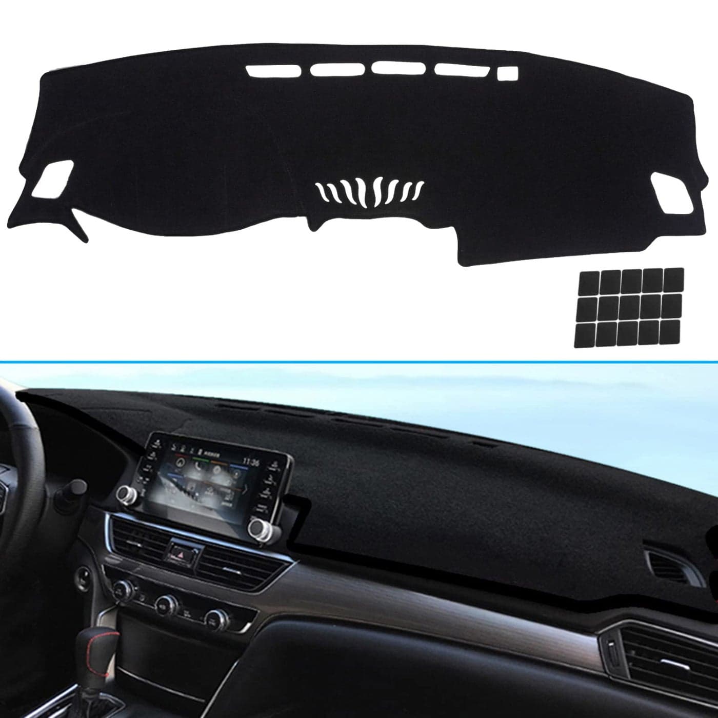 KEYOOG Dashboard Cover Dash Mat Fit for Honda Accord 20222018 Without HUD ModelsCar Dash Board Mat AntiGlare CarpetNonSlip Pad Sunshield Protector Black