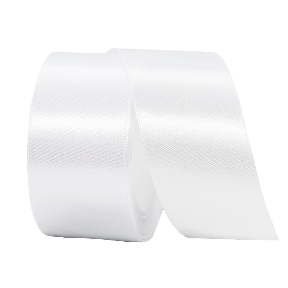 40mm Wide Thick White Ribbon for Gift Wrapping22m 15Inch Large Fabric Satin Ribbon White Bow for Gift WrappingRibbons for CraftingHairBouquetsWeddingCarPresentsCakeChristmas Decorations