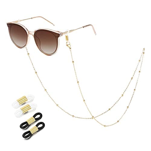 SAM & LORI Eyeglass Chain Strap Holder Stainless Steel Beaded Sunglasses Eyewear Retainer Reading Glasses Chain Holder Accessory Lace Prescription Glasses Lanyard Necklace for Women Teen