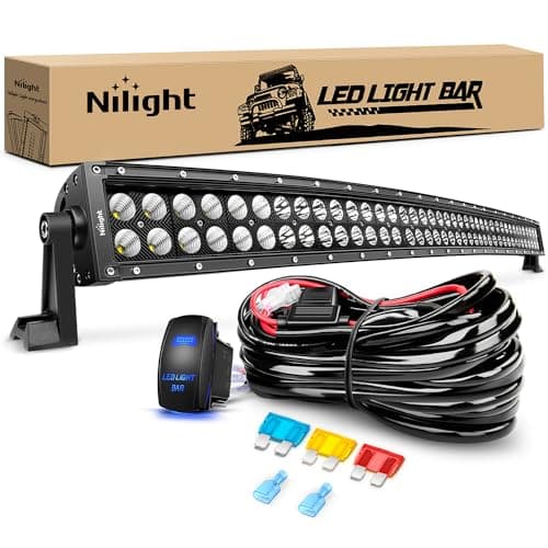 Nilight 42Inch 240W Curved Led Light Bar Spot Flood Combo Led Off Road Lights and 14AWG 5Pin Rocker Switch Wiring Harness Kit for Truck ATV UTV SUV Boat Jeep Lamp2 Years Warranty