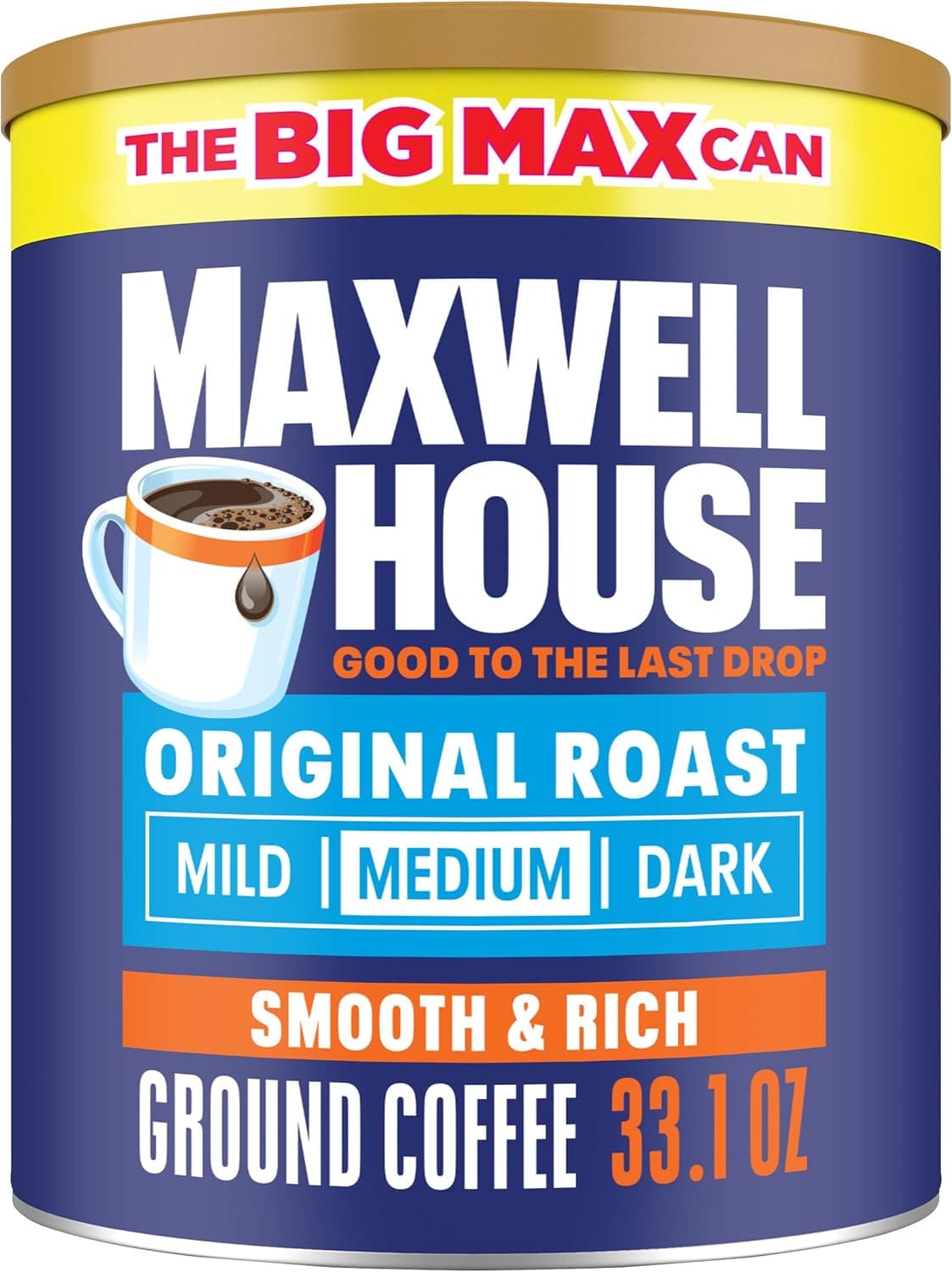 Maxwell House Original Roast Ground Coffee, 33.1 oz Canister - Smooth & Rich Flavor