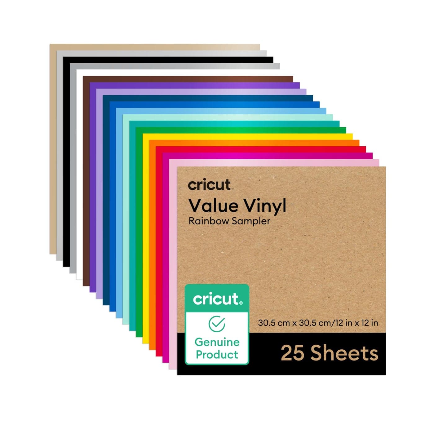 Cricut Value Permanent Vinyl Rainbow Sampler 12in x 12in 25 ct
