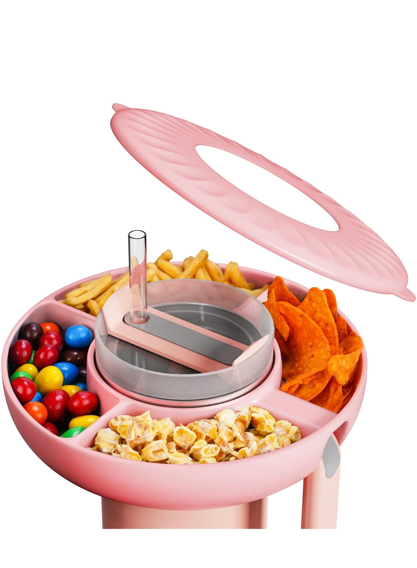 Snack Tray with Cover for Stanley Cup Accessories Reusable Snack Bowl for Stanley 40 oz Tumbler with Handle Silicone Snack Holder for Valentines Stanley Cup Owala Water Bottle Gifts for Women