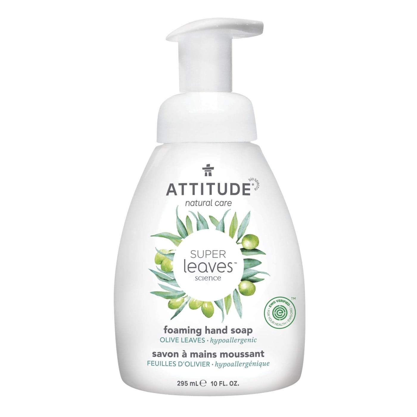 ATTITUDE Foaming Hand Soap EWG Verified Plant and MineralBased Ingredients Vegan and Crueltyfree Personal Care Products Olive Leaves 10 Fl Oz