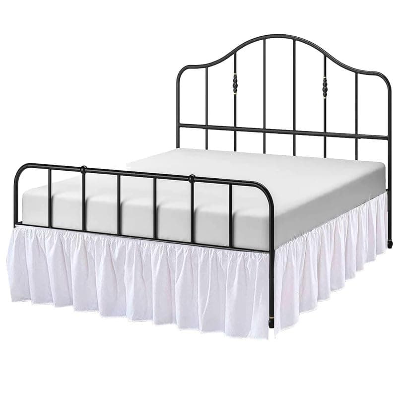 Cottington Lane Ruffled Bed Skirt Queen Size with Split Corner Brushed Microfiber Hotel Quality White Dust Ruffle 12 Inch Drop Gathered Bedskirt Soft and Stylish Shrinkage and Fade Resistant