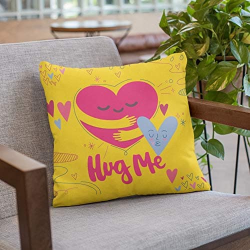 TheYaYaCafe Cotton 180 TC Cushion (with Filler), 12 X 12 Inches, Yellow, 1 Piece