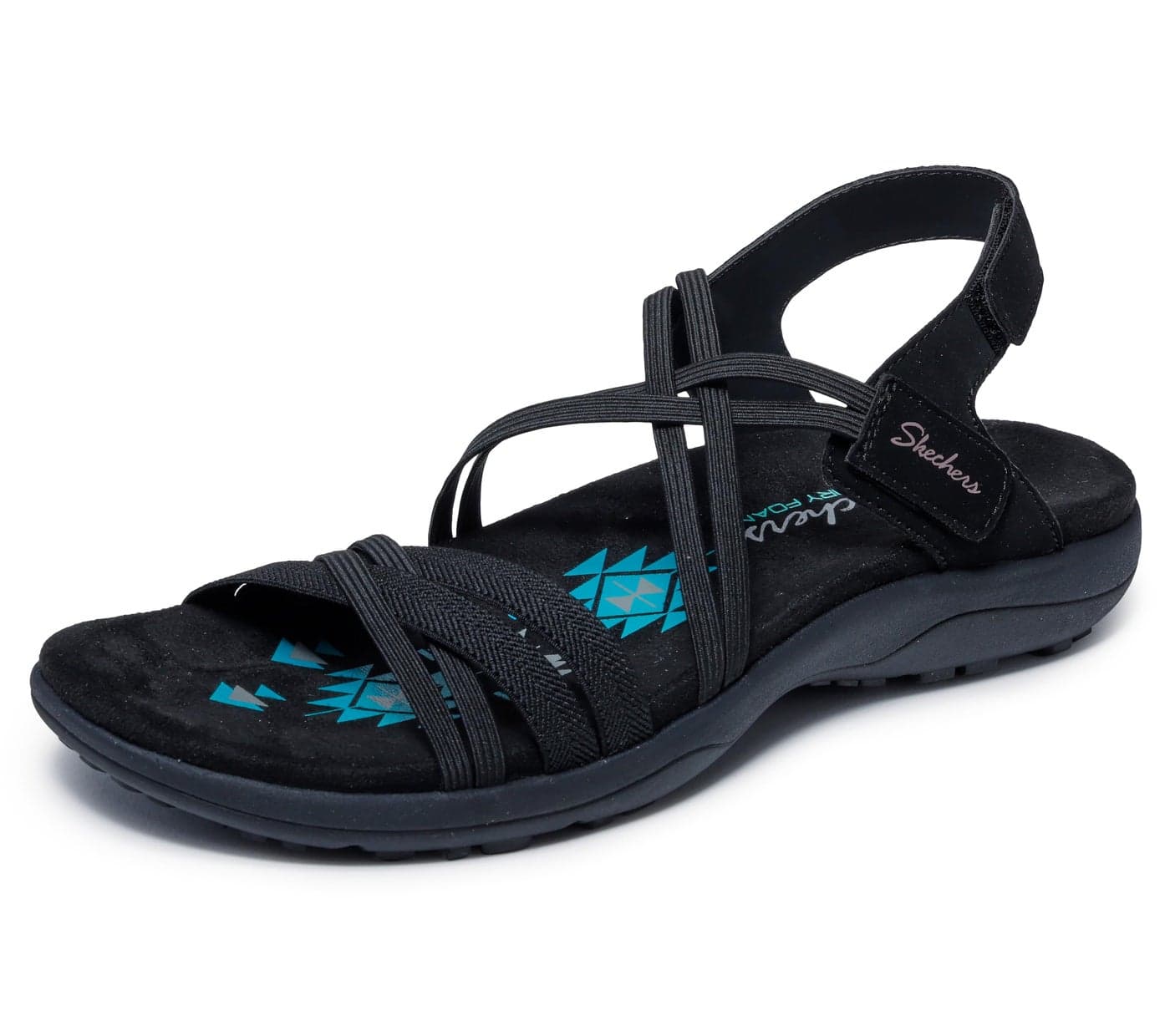 Skechers Women's Reggae Slim-Takes Two Sporty Sandal, Black/Black, 11 M