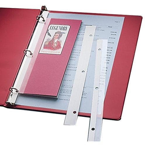 C-Line Self-Adhesive Attaching Strips, 3-Hole Punched, 1 x 11, Clear, 200/Box