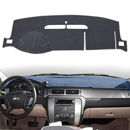 HanLanKa Dashboard Cover Dash Mat Compatible with 2007-2014 Chevy Chevrolet Tahoe Suburban,2007-13 Chevy Avalanche Silverado 1500 2500 3500 LTZ/GMC Sierra SLT Denali,2007-14 GMC Yukon XL (Gray)