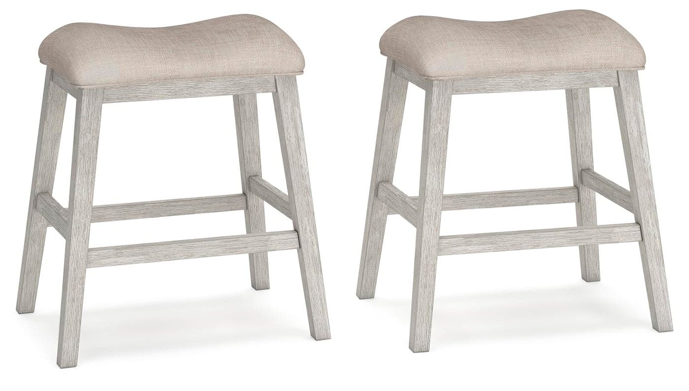 Signature Design by Ashley Skempton Modern 24 Counter Height Upholstered Barstool 2 Count Whitewash