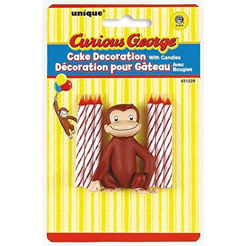 Curious George Cake Topper with 6 Candles Premium Quality Perfect for Childrens Birthday Parties