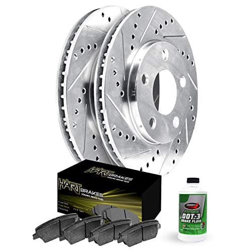 Hart Brakes Front Brakes and Rotors Kit |Front Brake Pads| Brake Rotors and Pads| Ceramic Brake Pads and Rotors |fits 2003-2007 Peugeot 307, 2008-2014 Peugeot 207