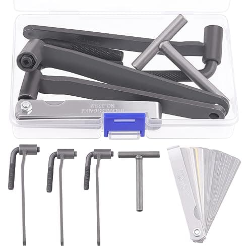 Tanstic 5Pcs Motorcycle Engine Valve Adjustment Tool Set, 8mm 9mm 10mm Valve Screw Spanner, Engine Valve Screw Repair Wrench, Valve Adjusting Square Hexagonal Spanner with Feeler Gauge