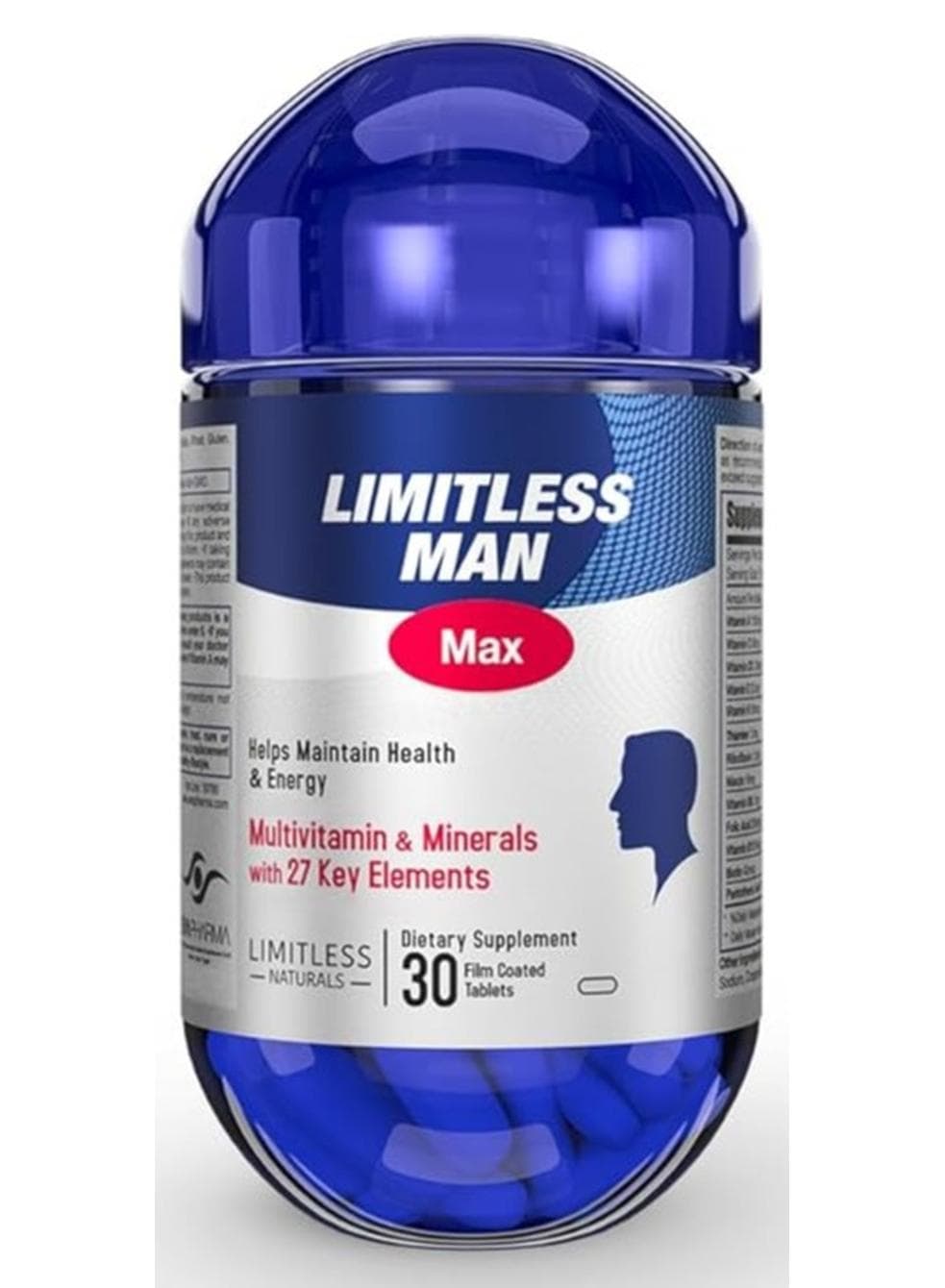 Limitless Man Max – Men’s Daily Multivitamins with 27 Essential Nutrients – Energy, Vitality & Immune Support – Vitamins with Iron, D & B Complex – 30 Tablets
