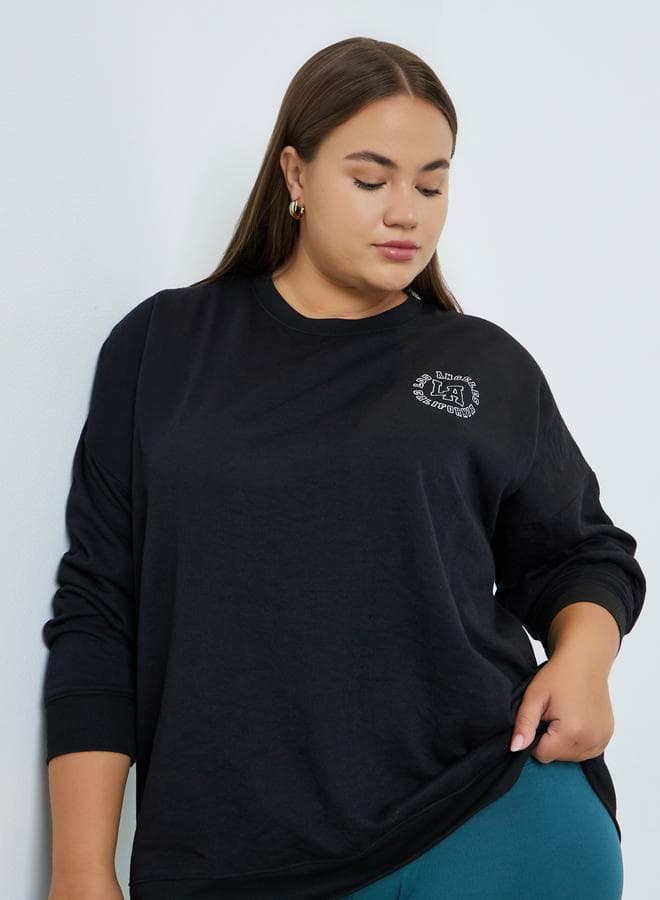Plus Size Longline Printed Sweatshirt