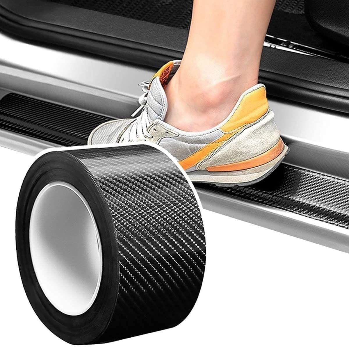 Finalize High Gloss Anti Scratch Car Sticker Carbon Fiber Paint Protection for Car Protection & Decoration for All Car Door Transparent Carbon Fiber Seal Strip Door Edge Guard (Protection Tape Black)