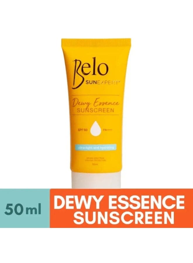 Belo SunExpert Dewy Essence Sunscreen SPF 50 PA++++ – Hydrating Broad Spectrum UV Defense Protect your skin from sun damage with this advanced dewy essence sunscreen. The lightweight texture blends effortlessly into the skin, providing superior UVA and UVB protection while maintaining moisture level