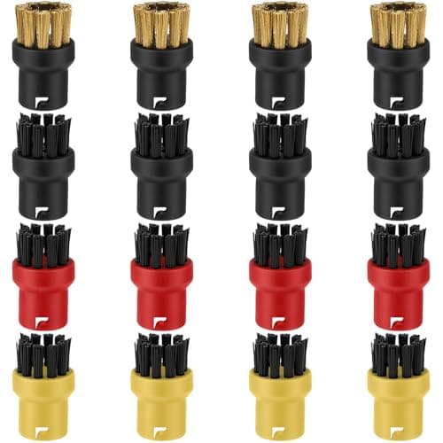Chunful 16 Pack Steam Cleaner Brush Head Attachment Bulk Compatible Steam Cleaner 12 Nylon Brush Head 4 Brass Accessories Part Mop Replacement for Hard Surface Compatible with Karcher Sc1-7 Ctk10