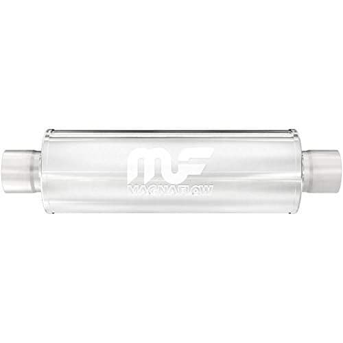 MagnaFlow Performance Exhaust Muffler 12770: 4"/4" Inlet/Outlet, 7x7x14" Round, Stainless Steel, Satin Finish