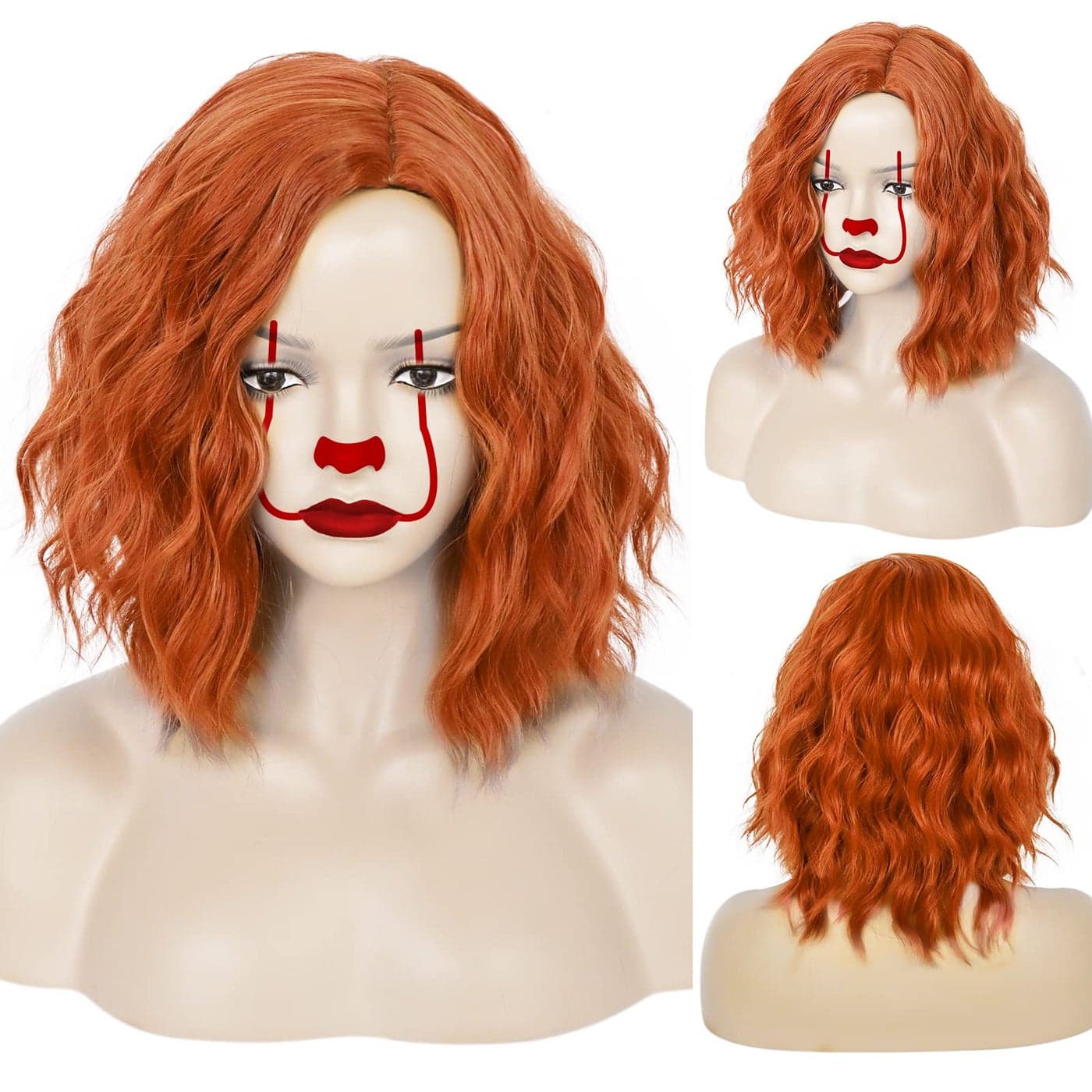 ANOGOL Wig CapOrange Wigs for Women Ginger Spice Wig Cosplay Orange Curly Wig Short Wavy Wigs for Girls Costume for Daily Part Costume Wig for Halloween