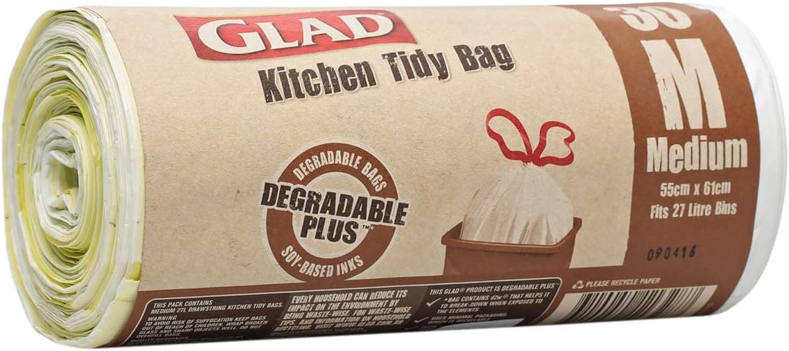 Glad Kitchen Tidy Degradable Plus Medium Bags - 30 Count, 55cm x 61cm