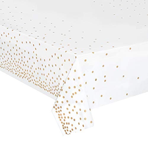hapray 4 Pack Plastic Tablecloths for Rectangle Tables Black and Gold Waterproof Disposable Party Table Cloths Table Covers for Decorations New Year Graduation Birthday Cocktail 54 x 108