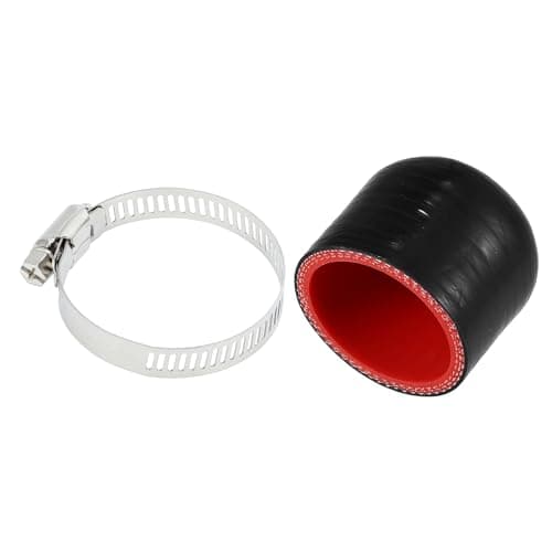 X AUTOHAUX 1 Pcs 30mm Length 38mm/1.50" ID Black Red Car Silicone Rubber Hose End Cap with Clamps Silicone Reinforced Blanking Cap for Bypass Tube Universal