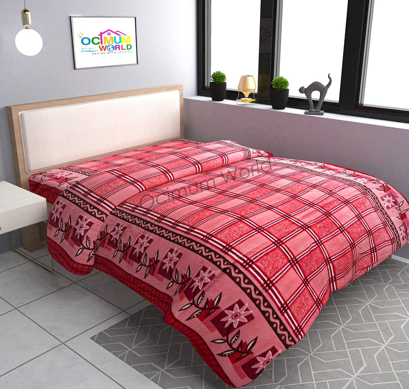 MORADO Double Bed Woollen Fabric Quilt Cover/Duvet Cover/Rajai Cover/Blanket Cover for Winter (90×100 Inch, Red)