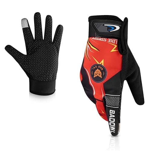 BADOWL Motoflex Bike Riding Gloves for Men and Women – Full Finger Hand Protection, Non-Slip Grip, Breathable Fabric, Suitable for Cycling, Motorbike and Outdoor Sports (Red, M)