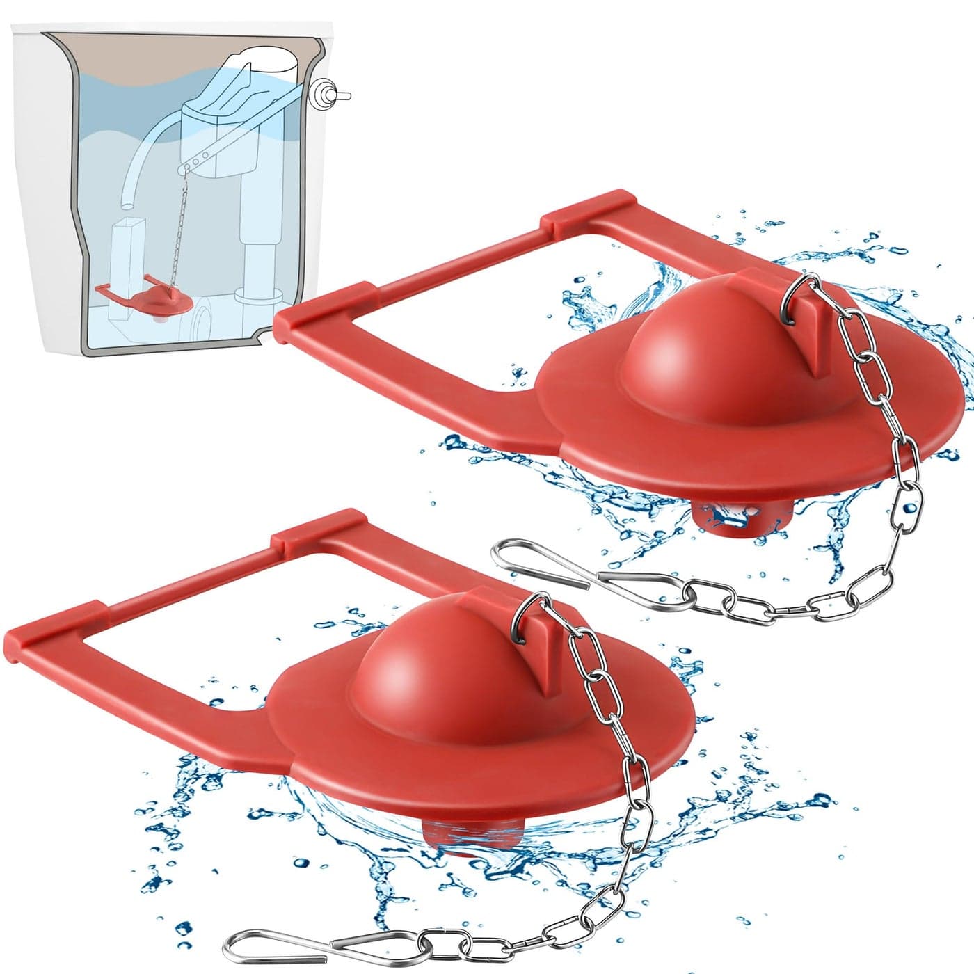 Saillong 2PCs Toilet Flapper Replacement Compatible with Kohler Parts 84995 and 1000490 2 Inch Rubber Toilet Flapper Replacement with Stainless Chain Water Conserving